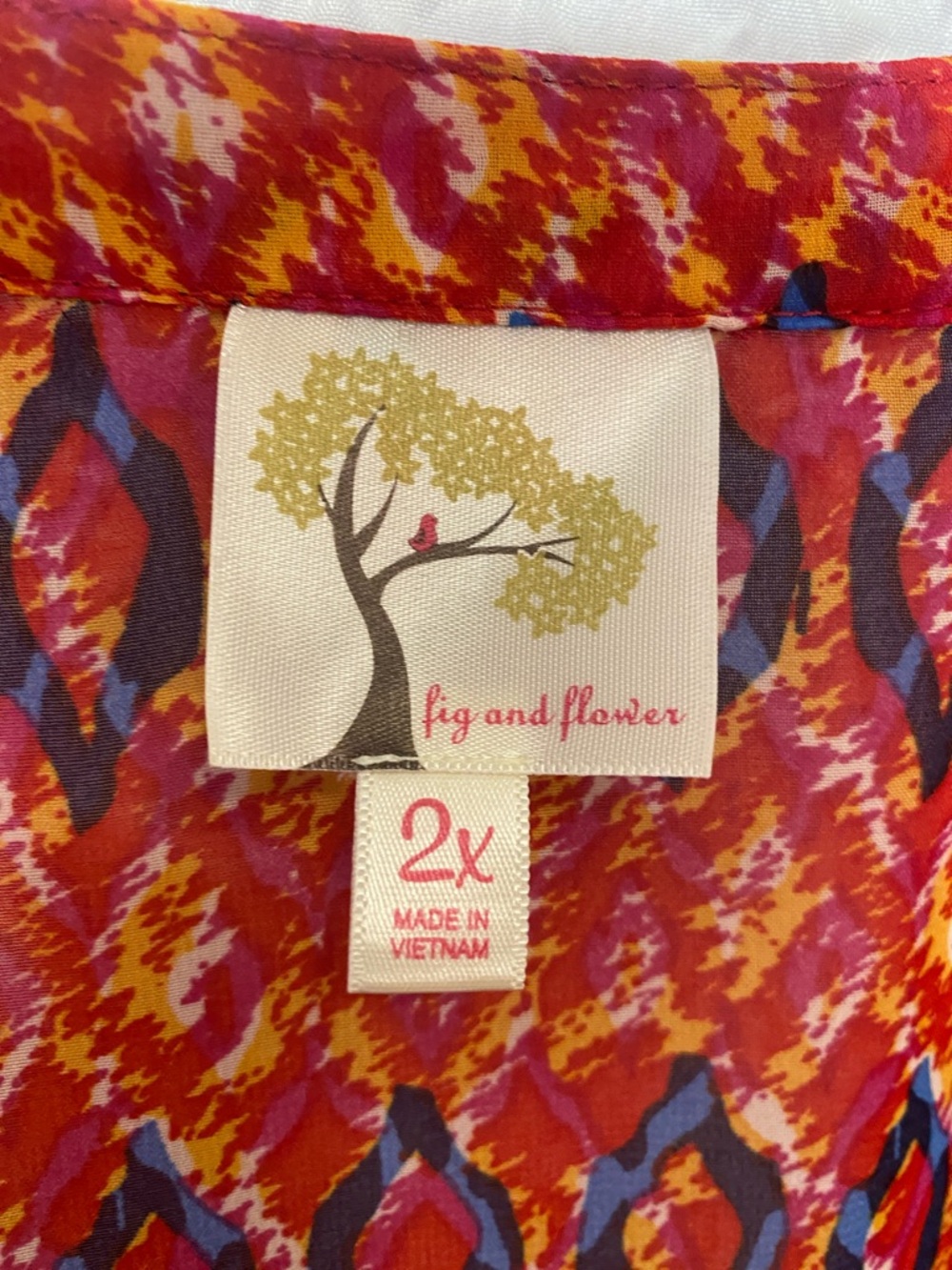 fig and flower Boho Paisley Tunic - Red, Yellow, Pink Size 2X Sheer Ethereal - Picture 2 of 6